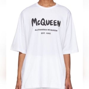 Sold-Alexander McQueen White Graffiti T-Shirt Large.